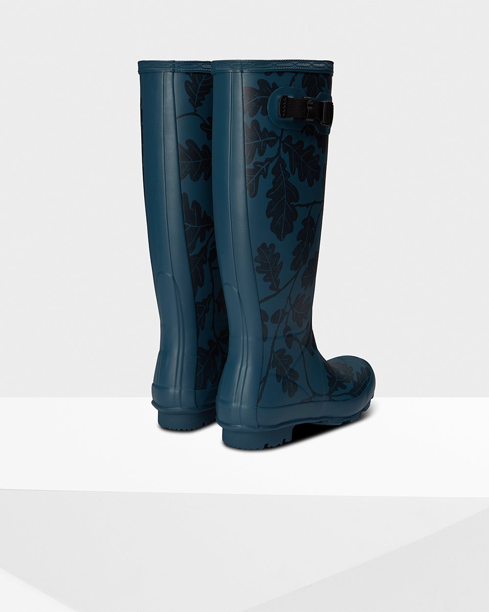 Womens Hunter National Trust Print Norris Field - Tall Rain Boots Blue - 3826-MNUGQ